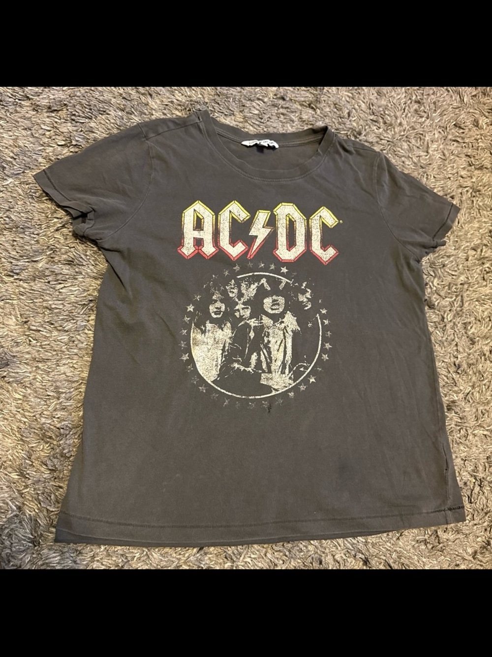 Elizabeth and James Vintage style AC/DC Graphic Tee with Cream and Red Print